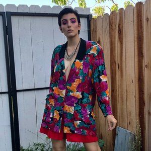 Vintage Carole Little floral Blazer